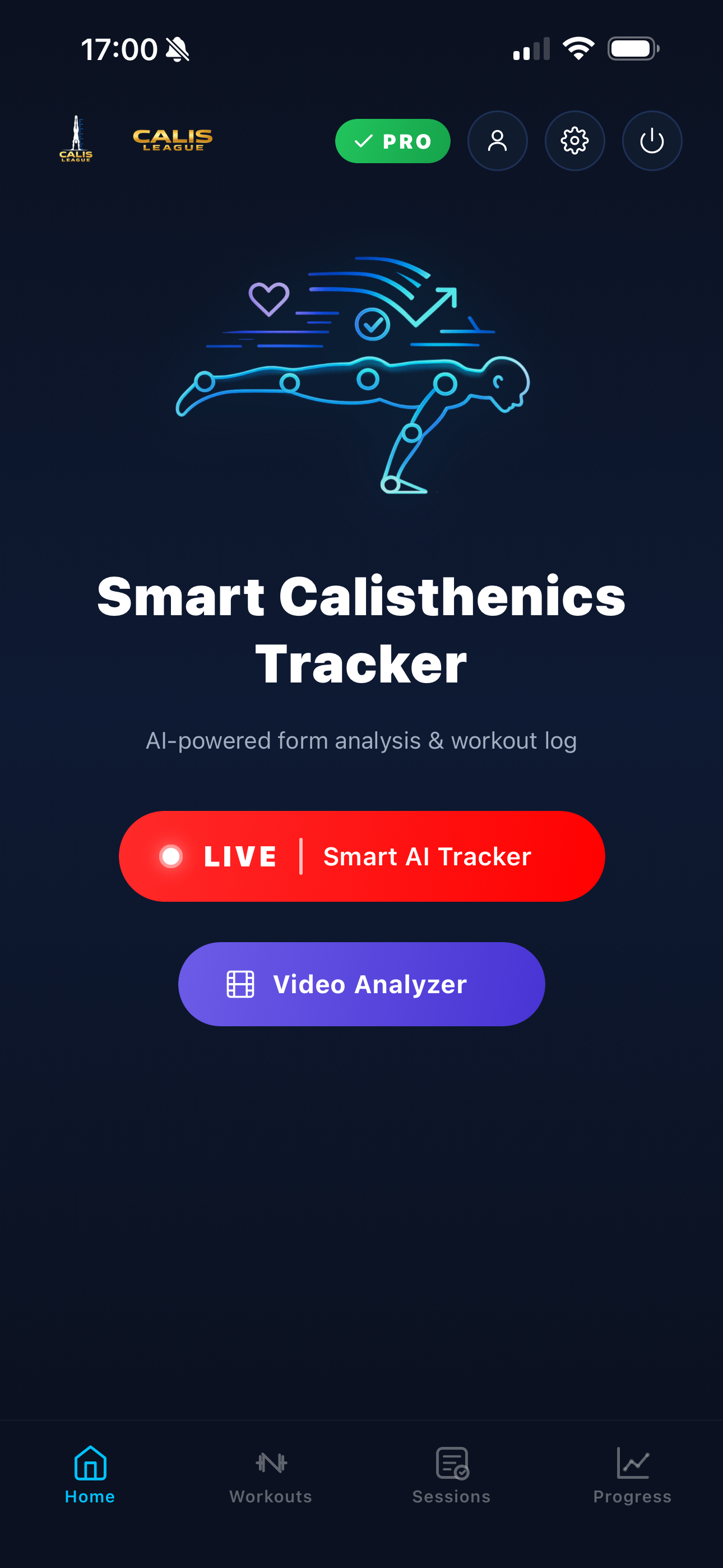 Écran d'accueil — Live Counter et Video Analyzer